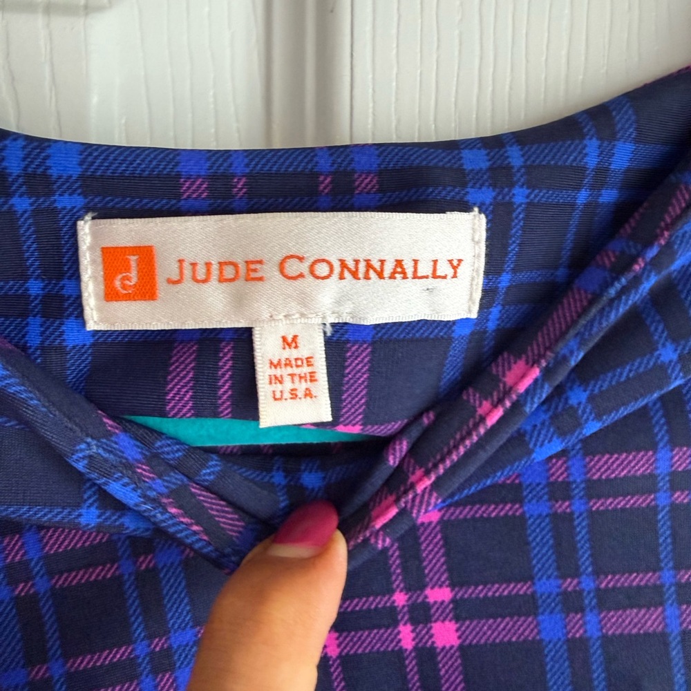 Jude Connally Navy Plaid Dress with Fuchsia Accents - Picture 3 of 3